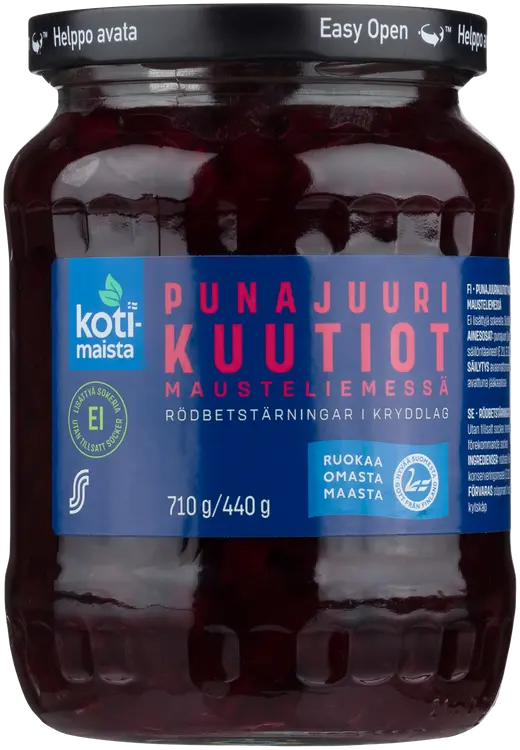 Kotimaista Punajuurikuutiot makeuttamattomassa mausteliemessä 710g/440g