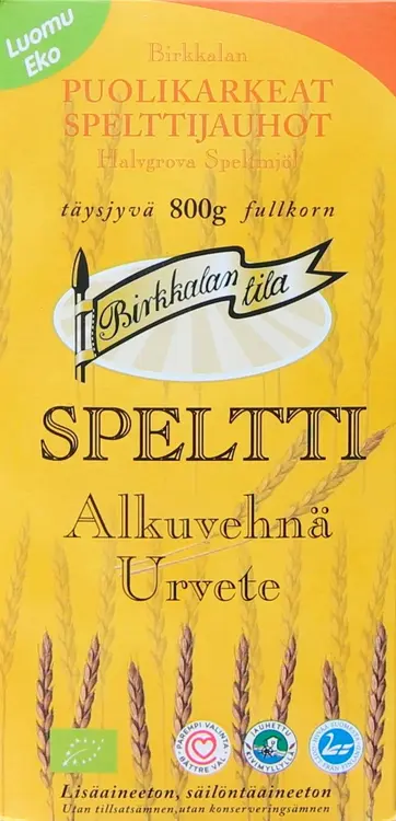 Birkkalan Tila Luomu puolikarkeat spelttijauhot täysjyvä 800g