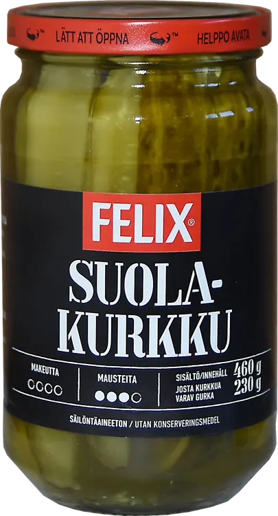Felix lohkottuja kurkkuja suolamausteliemessä 460/230g