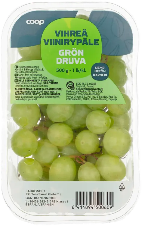 Coop vihreä siemenetön viinirypäle 500 g