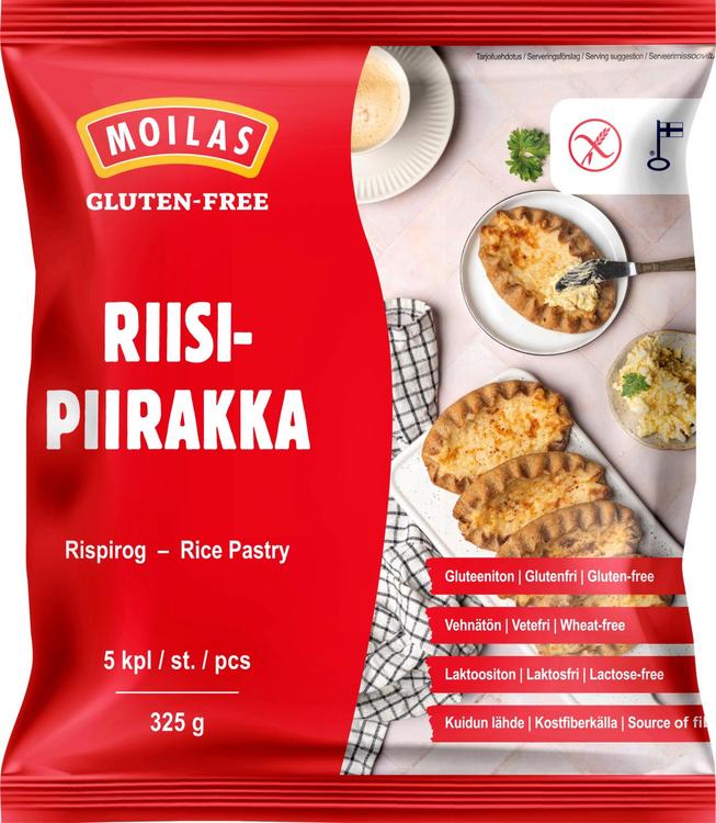 Moilas Gluten-Free riisipiirakka 5kpl 325g kypsä pakaste