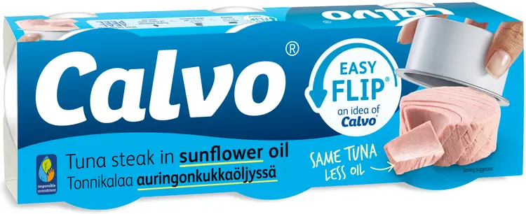 Calvo tonnikala auringonkukkaöljyssä 3x65/52g