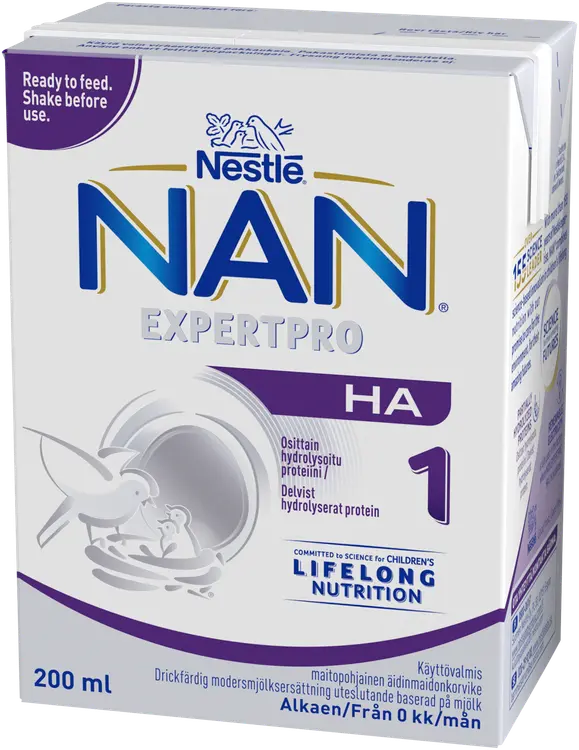 Nestlé Nan 200ml HA 1 maitopohjainen käyttövalmis äidinmaidonkorvike