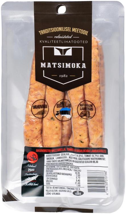 Matsimoka ahjuvorstid mozzarella, tomati ja basiilikuga lambasooles, 250 g