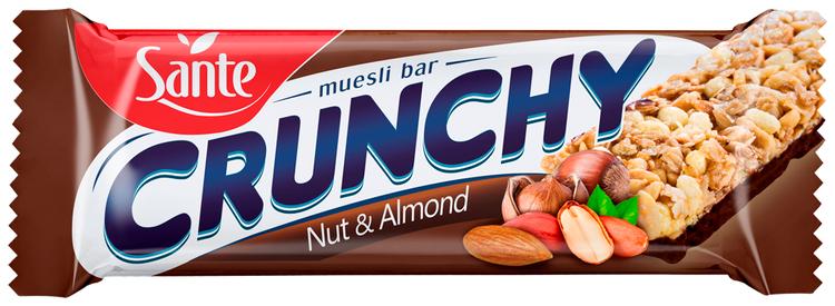 Sante Crunchy välipalapatukka pähkinä-manteli suklaakuorrutuksella 40g
