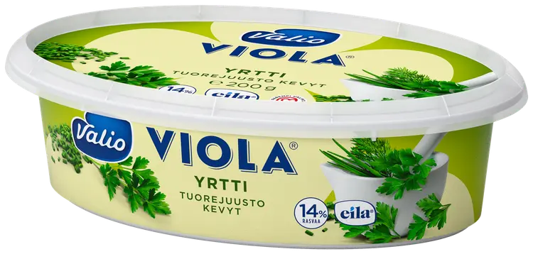 Valio Viola® kevyt e200 g yrtti tuorejuusto laktoositon