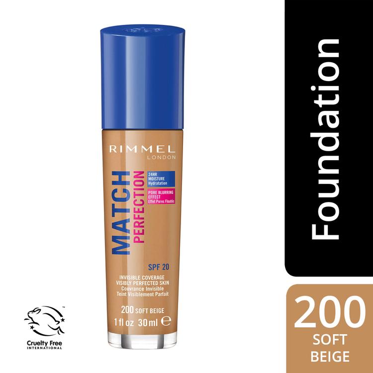 Rimmel 30ml Match Perfection Foundation SPF 20 200 Soft Beige meikkivoide