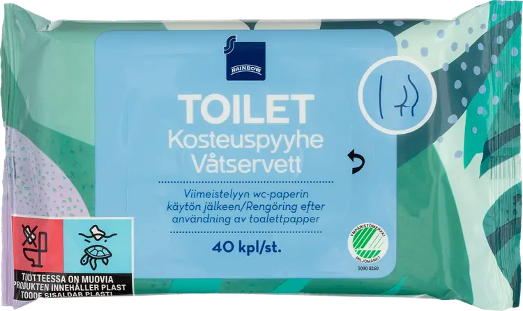 Rainbow Toilet kosteuspyyhe 40 kpl