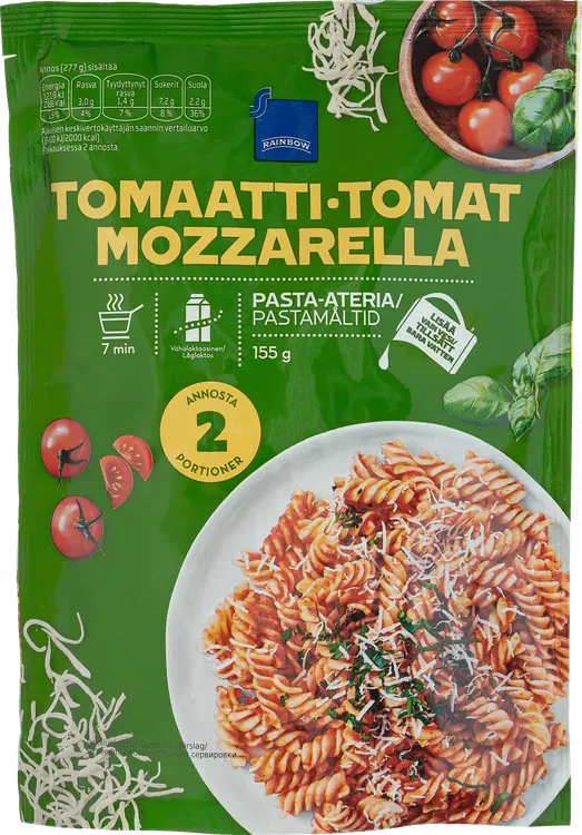 Rainbow 155g Tomaatti-mozzarella pasta-ateria, vähälaktoosinen