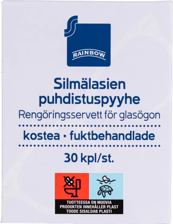 Rainbow silmälasien puhdistuspyyhe 30kpl