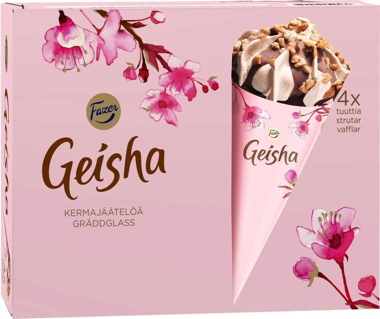 Fazer Geisha kermajäätelötuutti monipakkaus 4x70g