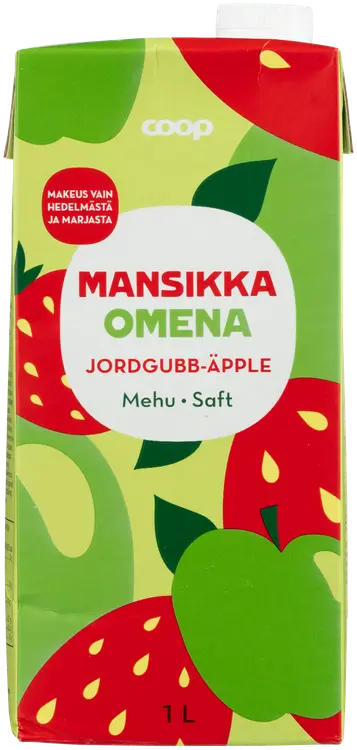Coop mansikka-omenamehu 1l