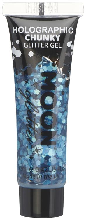 Holografinen sininen glittergeeli suuri kimalle 12 ml