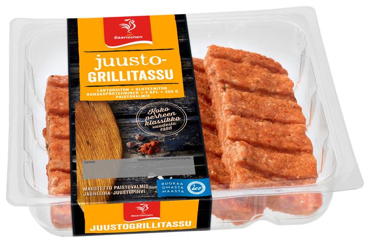 Saarioinen Juustogrillitassu kypsentämätön jauhelihapihvi 4kpl 300g