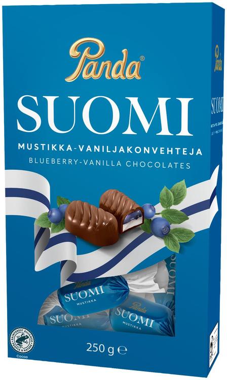 Panda Suomi mustikka vanilja suklaakonvehti 250g