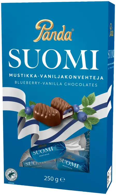 Panda Suomi mustikka vanilja suklaakonvehti 250g