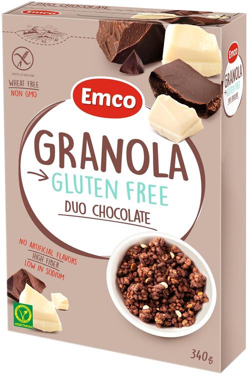 Emco gluteenivaba Granola valge ja tumeda šokolaadiga 340g
