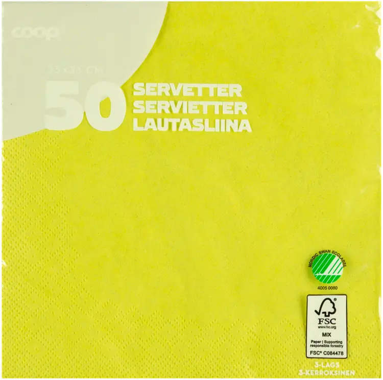 Coop lautasliina lime 33x33cm 50kpl