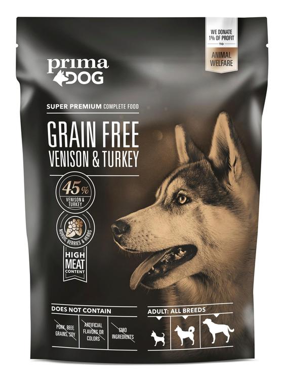 PrimaDog Peura-kalkkuna viljaton täysravinto koirille 1,5 kg