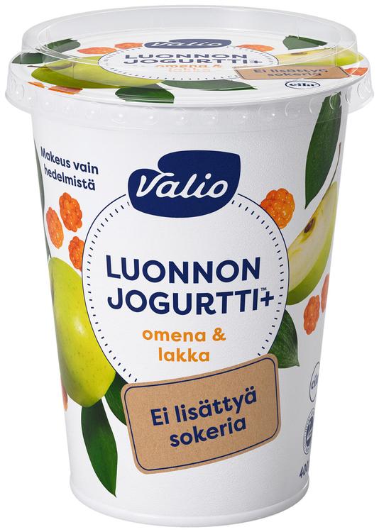 Valio Luonnonjogurtti+™ omena & lakka 400 g ei lisättyä sokeria, laktoositon