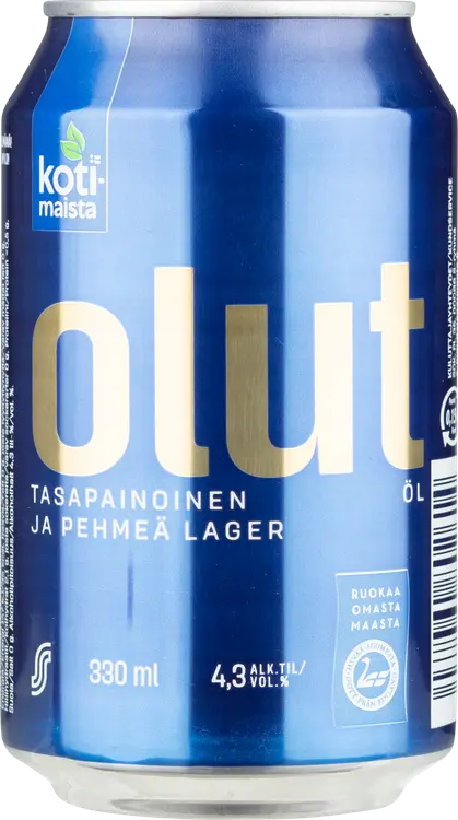 Kotimaista Lager olut 4,3 til-% tölkki 0,33 L