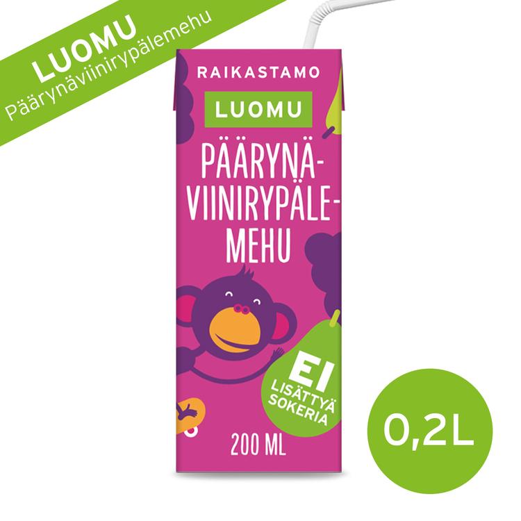 Raikastamo päärynä-viinirypäle luomu pillimehu 200 ml