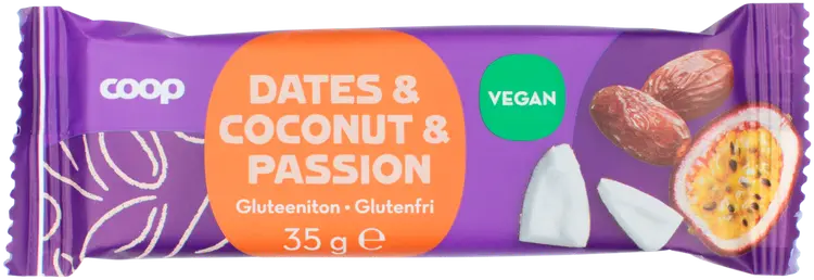 Coop taateli-kookos-passiohedelmäpatukka 35 g