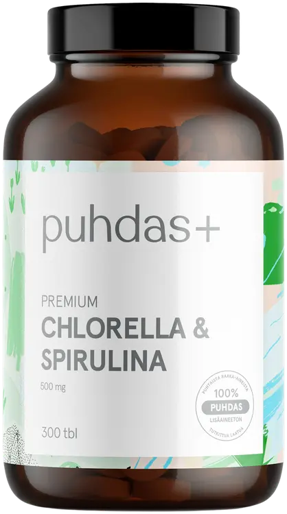 Puhdas+ Premium Chlorella & Spirulina 500 mg 300 tbl