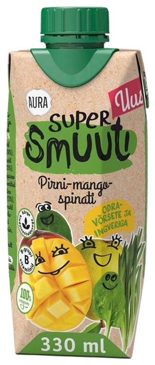 Aura Supersmuuti Pirni-mango-spinati ingveri ja odravõrsega 0,33 L