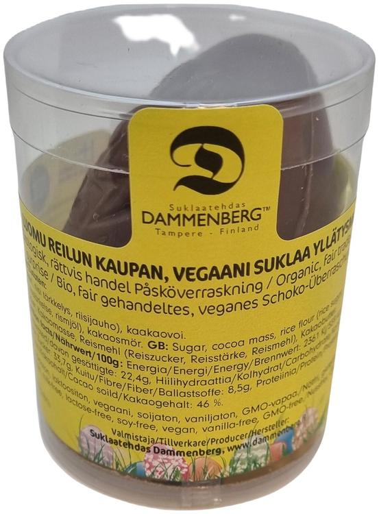 Dammenberg luomu, reilun kaupan Pääsiäisyllätys suklaamuna maidoton 50g