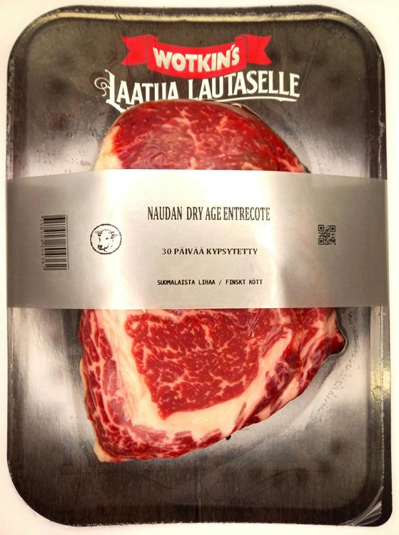 Wotkin´s Naudan Dry age entrecote n.400g skin-pakkaus