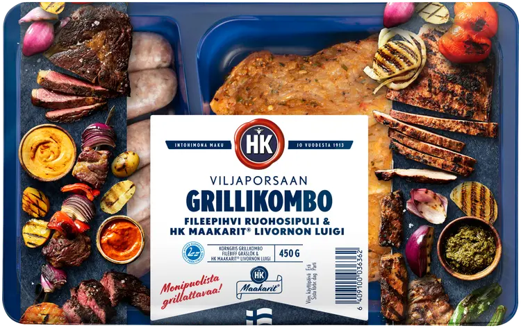 HK Grillikombo Viljaporsaan ulkofilepihvi ruohosipuli & HK Maakarit® Livornon Luigi 450g