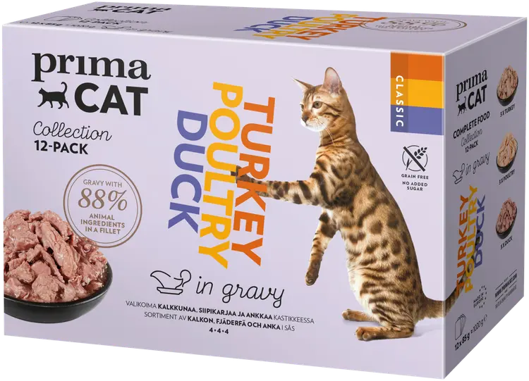 PrimaCat Classic Siipikarja kastikelajitelma 12 x 85 g