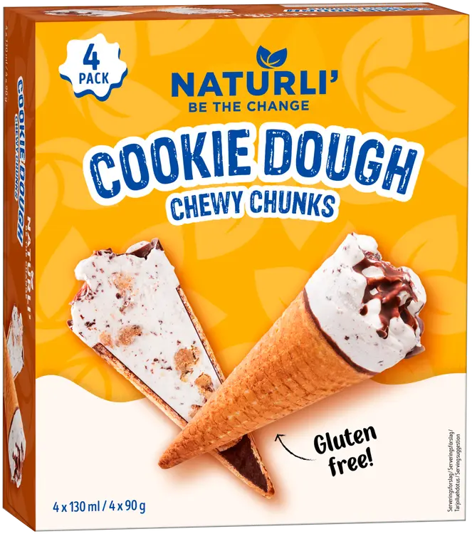 Naturli cookie dough vohveli vegaaninen jäätelö 4x130ml/4x90g