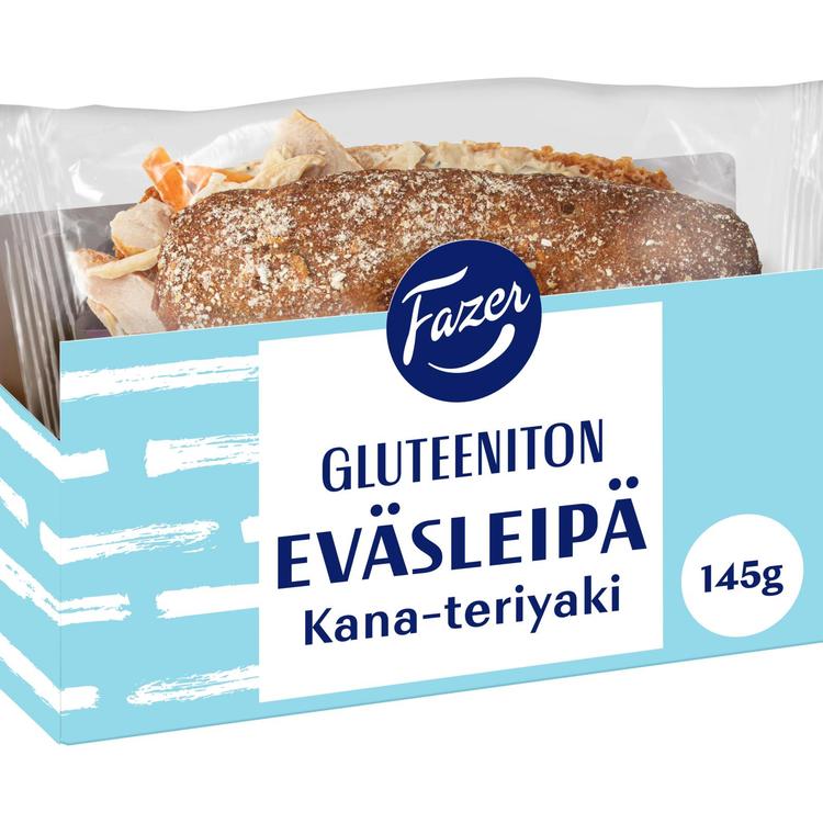 Fazer Gluteeniton Eväsleipä Kana-teriyaki 145g, täytetty kauraleipä