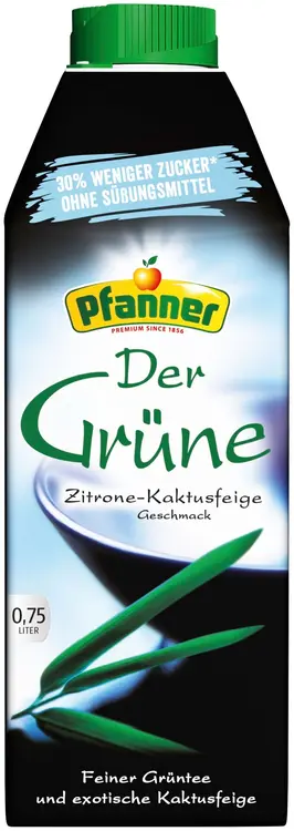 Pfanner 750 ml Vihreä Tee Sitruuna-Viikunakaktus 30% vähemmän sokeria