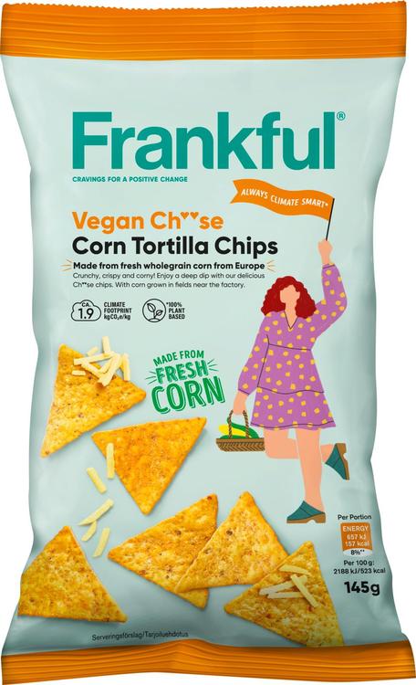 Frankful corn tortilla chips vegan ch**se maissitortillalastu 145g
