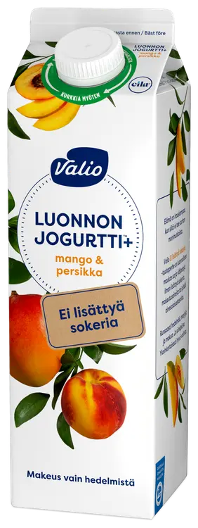 Valio Luonnonjogurtti+™ mango & persikka 1 kg ei lisättyä sokeria, laktoositon