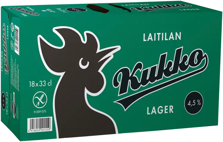 18 x Laitilan Kukko Lager 4,5 til-% 0,33L olut