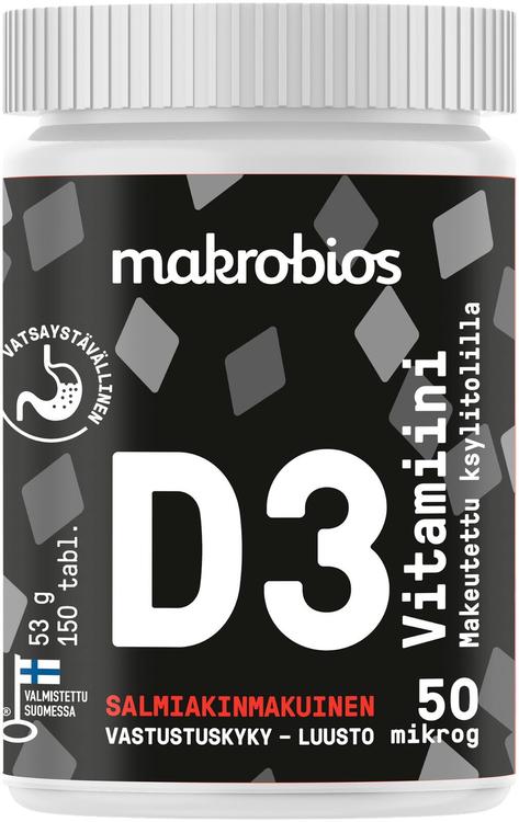 Makrobios D3-vitamiini salmiakki 50mcg 150 tablettia 53g