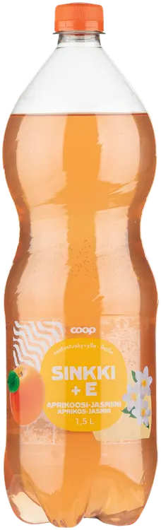 Coop aprikoosi-jasmiini sinkki + E-vitamiini hiilihapotettu juoma 1,5l
