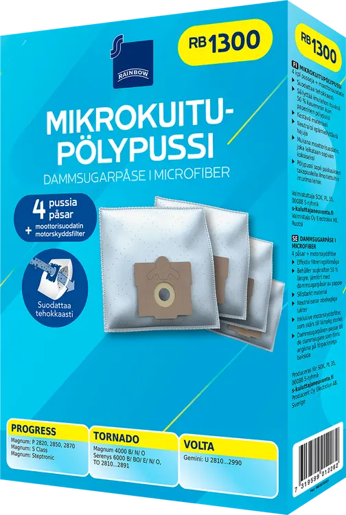 Rainbow pölypussi RB1300 4kpl + moottorisuodatin