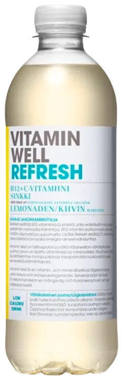 Vitamin Well Refresh lemonaden ja kiivin makuinen vitaminoitu hiilihapoton juoma 500ml