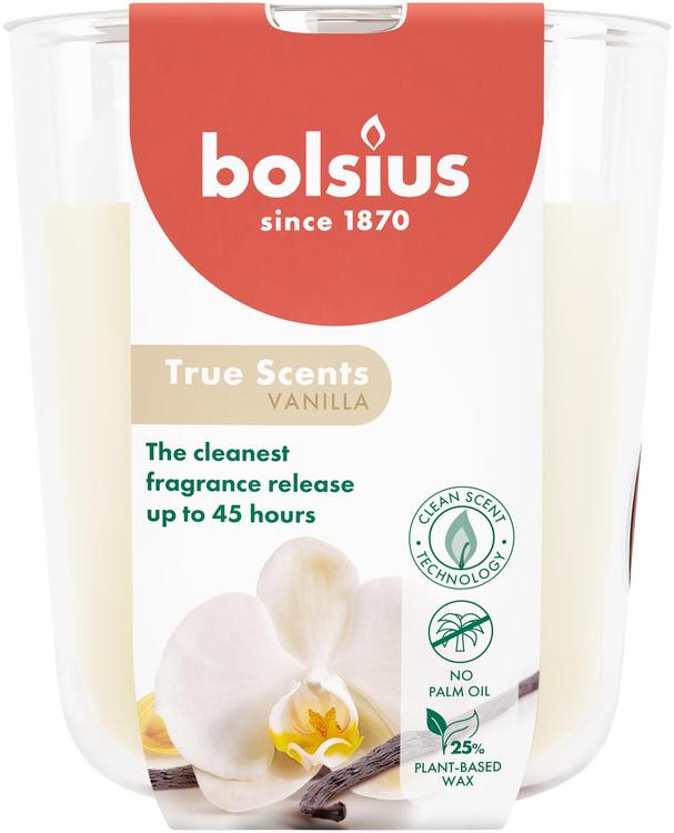 Bolsius True Scents – tuoksukynttilä lasissa – Vanilla – norsunluu – suuri