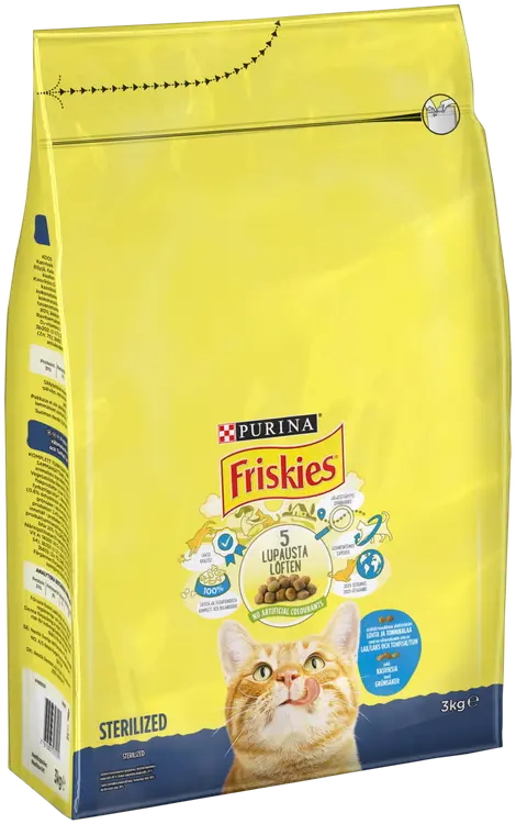 Friskies 3kg Sterilised Cats lohta ja kasviksia kissanruoka