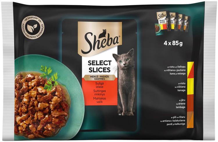 Sheba kiisueine Select Slices mahlakas valik kastmes, 4 x 85 g