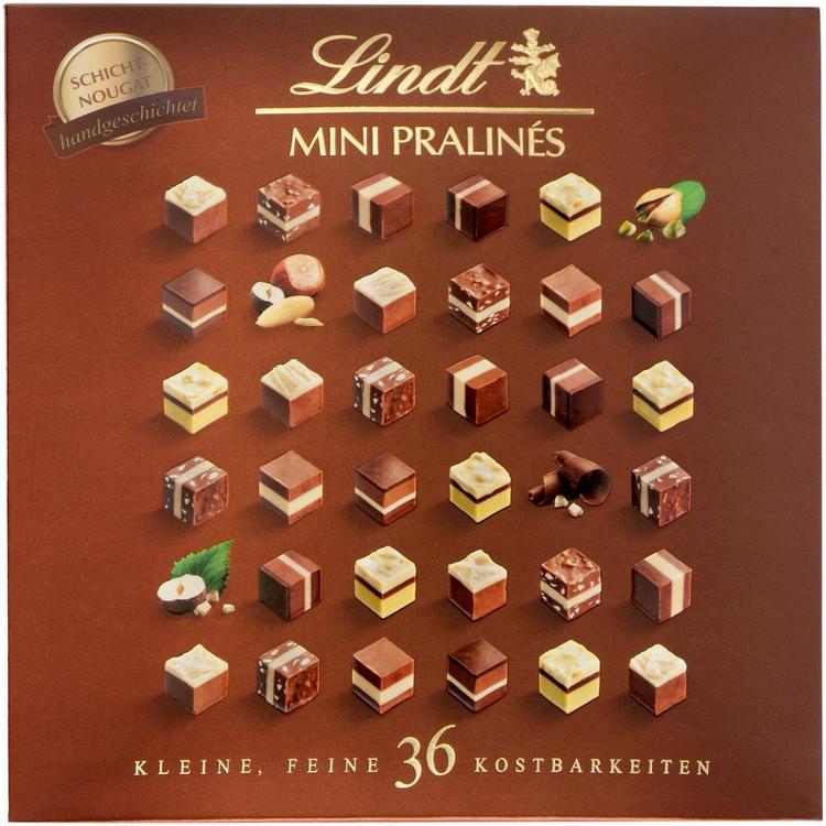 Lindt MINI PRALINÉS Nougat Valikoima minikokoisia suklaakonvehteja 165g