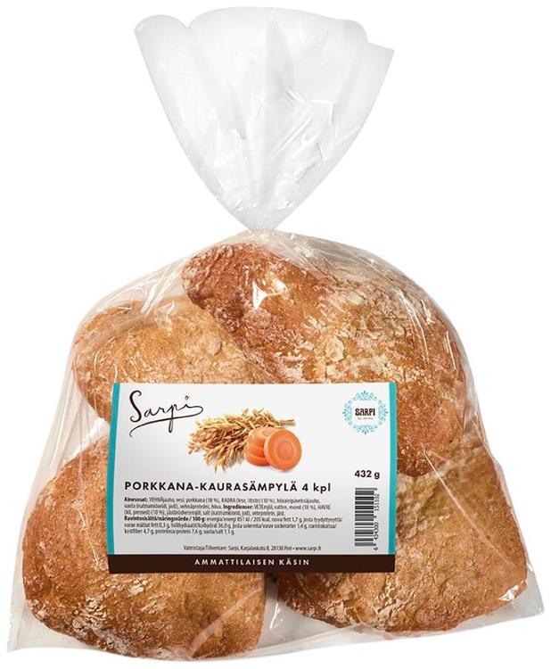 Sarpi Kaura-porkkana sämpylä 4kpl/432g