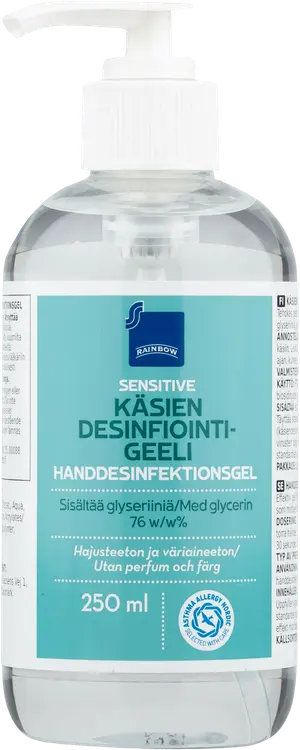 Rainbow käsien desinfiointigeeli sensitive 250 ml