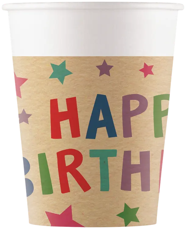 Decorata Party Kraft Happy Birthday with Stars FSC kartonkimukit 200ml